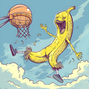 lustration d'une banane qui joue au basket by creliddesign